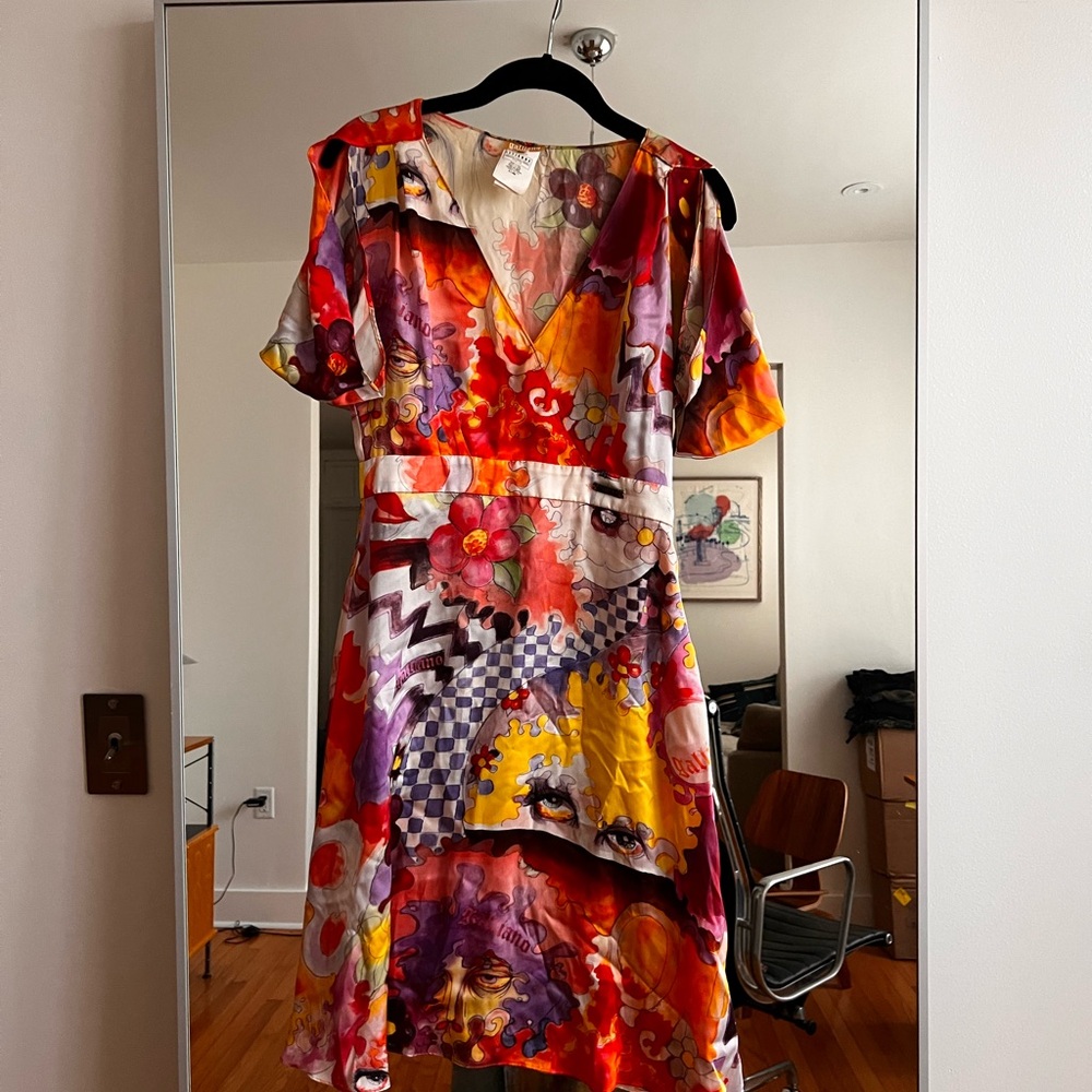 John Galliano Multicolor Silk Dress